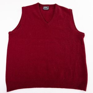 Vintage Puritan Sweater Mens XL Lambswool Red VNeck Sleeveless Vest Made in USA
